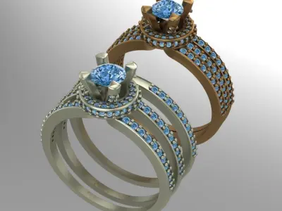 2 part and 3-line wedding ring 3D print model