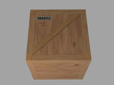 low poly 1 wooden box Low-poly 3D model