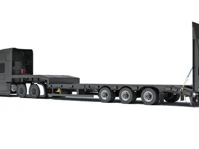 Truck with Platform Trailer 3D model purchase