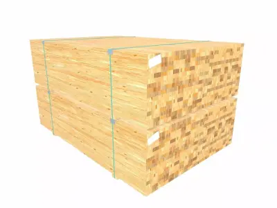 Stack of Wooden Beams PBR Low-poly 3D model