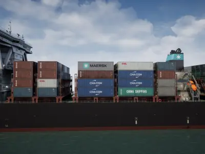  Cargo Ship Container Ship - low poly 