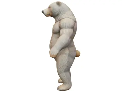 Muscular bear character Low-poly 3D model