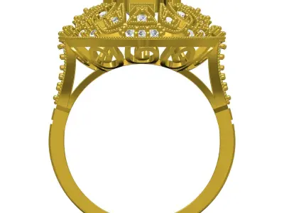 Antique Art Deco Round Diamond Engagement Ring 2 3D print model