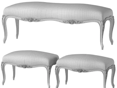 chairish  bench and pouf art 8732 3D model
