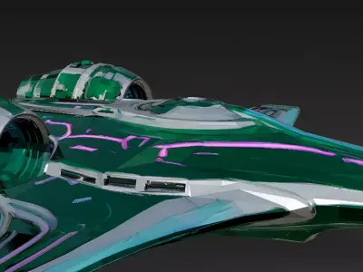 Futuristic Green Sci Fi Fighter Jet 3D Model PBR Low-poly 3D model