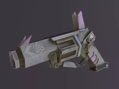 Gun Low Poly 3D Model Game Ready PBR Textures Low-poly 3D model
