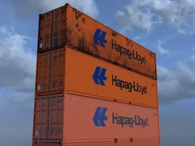 Shipping Container 40ft Rigged Low-poly 3D model
