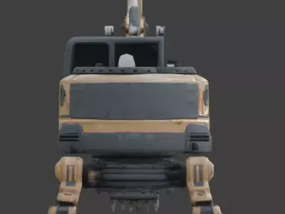 Title Stylized Chibi Sci-Fi Excavator Walker Low-poly 3D model