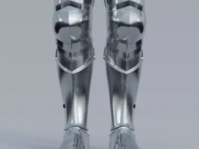 European Medieval Greaves with Sabatons-Solleretes Low-poly 3D model
