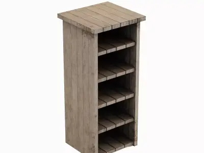 Medieval Tall Shelf 01 Low-poly 3D model