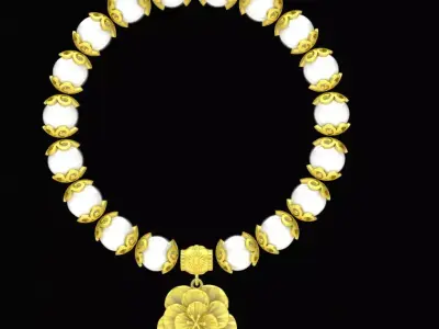 Oriental Floral Decorative Element for Beaded Bracelet 114a 3D print model