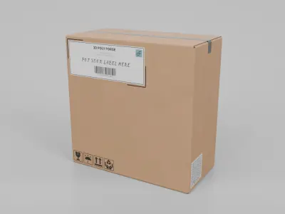 Cardboard Box R-244 - Rigged and Customizable Low-poly 3D model