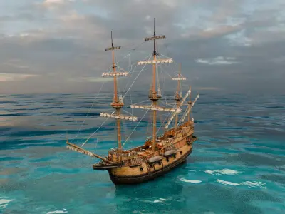  Sailing Ship Low-poly 3D model