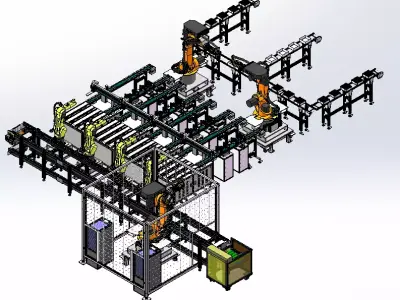 Battery cell double-speed chain processing line 3D model