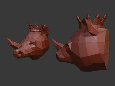Rhino Head Crown Low-poly 3D model