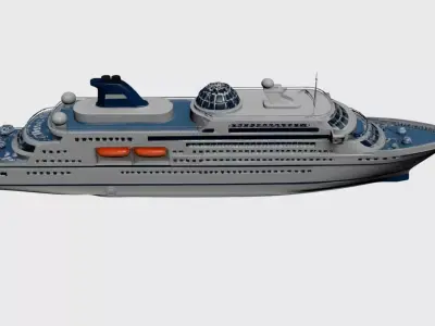 Modern Luxury Cruise Ship - Sleek 3D Ocean Liner Model 04 3D model