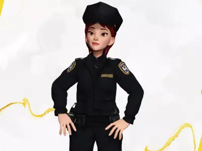 Stylized Female Police Officer Rigged woman cop Policewoman Free 3D model