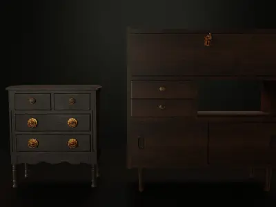 3D Model Old-fashioned Furniture from the 50th  3D model