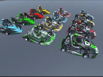LowPolyKartsWithPlayerMegaPack go - kart racers Low-poly 3D model