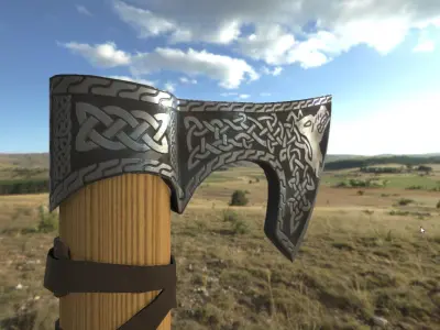 Medieval Battle Axe Low-poly 3D model order