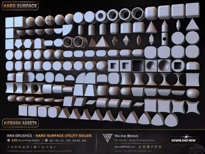 150 Hard Surface IMM Utility Solids Low-poly 3D model