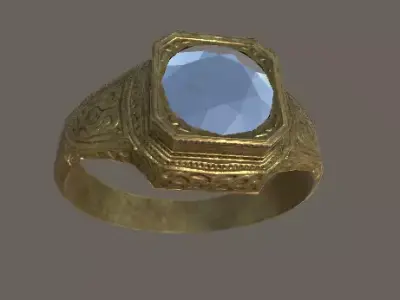 AntiqueRing gold ring with stone Low-poly 3D model