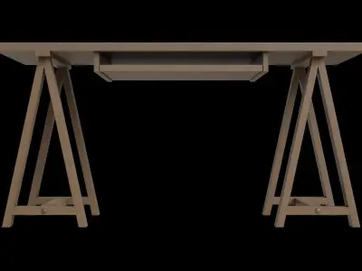 Simple Home Wooden Brown Desk Low-poly 3D model