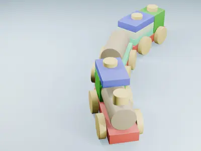 Colorful Toy Train Model Free low-poly 3D model