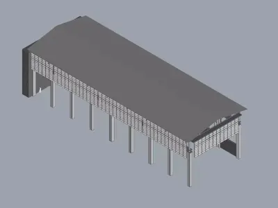 Warehouse 2 building with roof 3D model