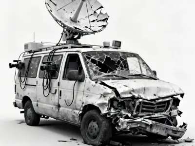 Breaking News Wrecked TV Van 3D Model Low-poly 3D model