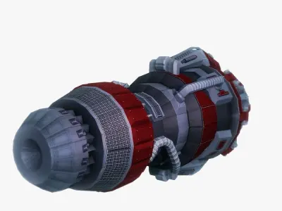 Starship huge engine 04 Sci-fi low poly Low-poly 3D model