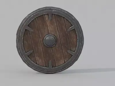 Shield Low Poly PBR wooden Low-poly 3D model