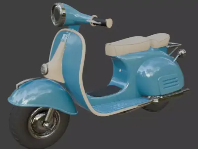 Vintage Retro Scooter 3D Model 3D model 2