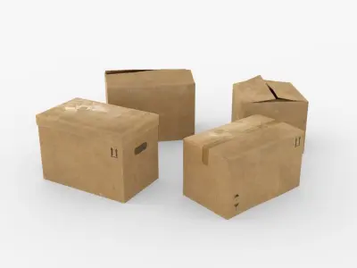 Cardoard boxes Low-poly 3D model