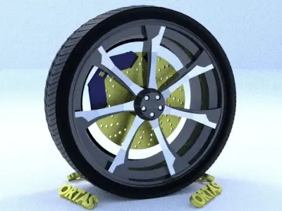 ORTAS CAR RIM 21 GAME READY RIM TIRE AND DISC 3D model