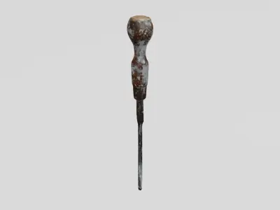 Rusty Tool Screwdriver 3D scan PBR 4K textures Low-poly 3D model