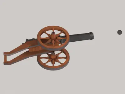 Medieval cannon Low-poly 3D model 2
