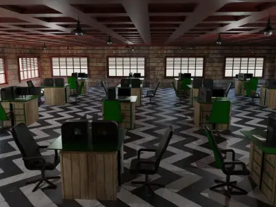 Office Interior Low-poly 3D model get