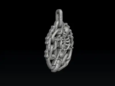 Biker Skull Pendant 3D print model