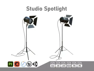 Studio Spotlight Low-poly 3D model