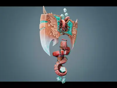 Stylized Axe Low-poly 3D model 22