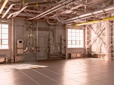 Industrial Factory Room Interior M1 3D model