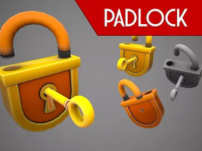 PADLOCK 4 CARTOON STYLIZED Low-poly 3D model