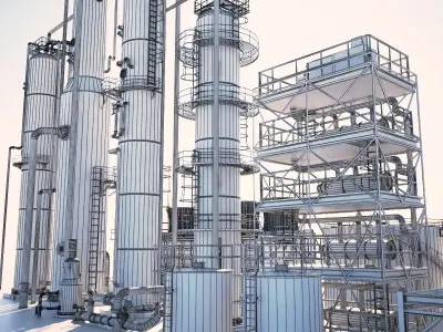 Small Industrial Oil Refinery 3D model