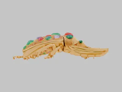 Scarab Beetle with Jewels gold golden Low-poly 3D model