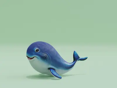 Baby Whale Cute Low-poly 3D model
