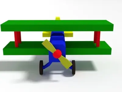 Low Poly Cartoon Biplane Toy Low-poly 3D model