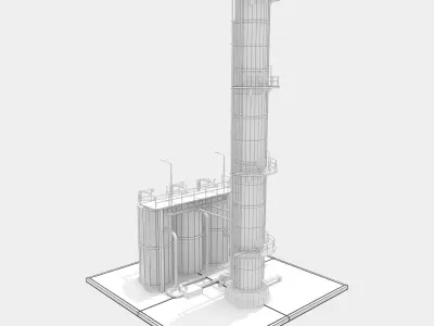 Refinery Unit  Low-poly 3D model