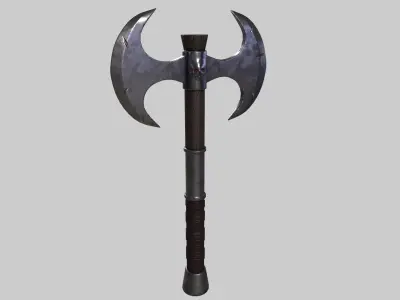 Double Warrior Axe Stylized 3D model Free low-poly 3D model