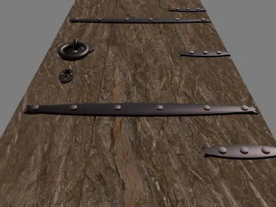 Stylized Medieval Wooden Door Low-poly 3D model